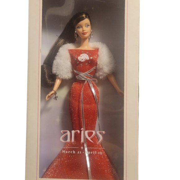 NIB 2004 Mattel Barbie Doll Aries Zodiac March 21 - April 19 Red Glitter Dress - Picture 3 of 14